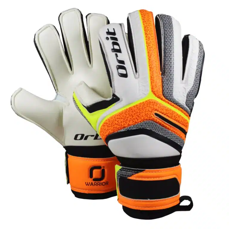 GUANTES DE ARQUERO ORBIT MODELO WARRIOR COLOR NLANCO CON NARANJA